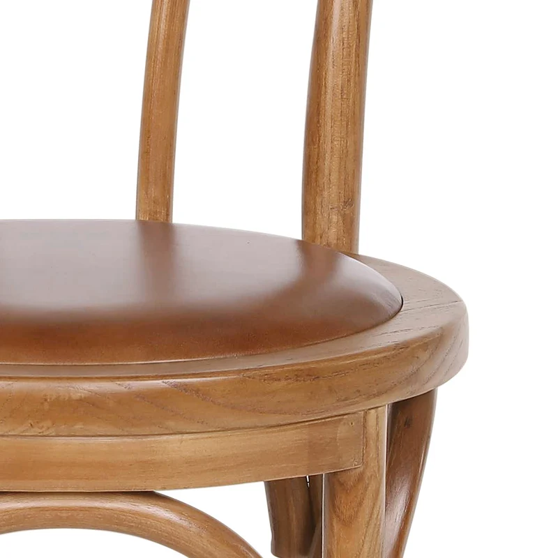 Chaise Bistrot Bois Cuir Véritable - Henri Marron
