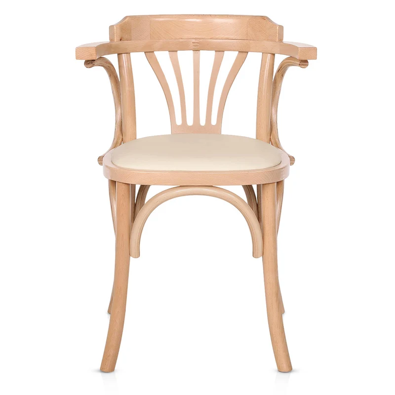 Chaise Cannage Cuir Véritable - Jules Crème