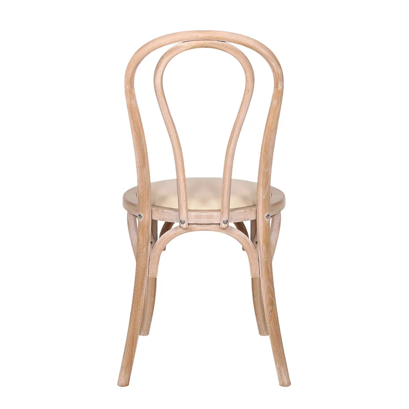 Chaise Bistrot Bois Cuir Véritable - Henri Crème