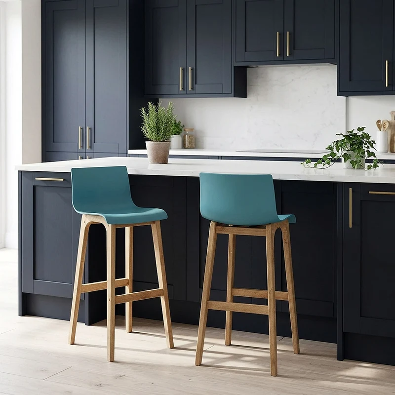 Tabouret de Bar Résine Bois - High Drift Bleu