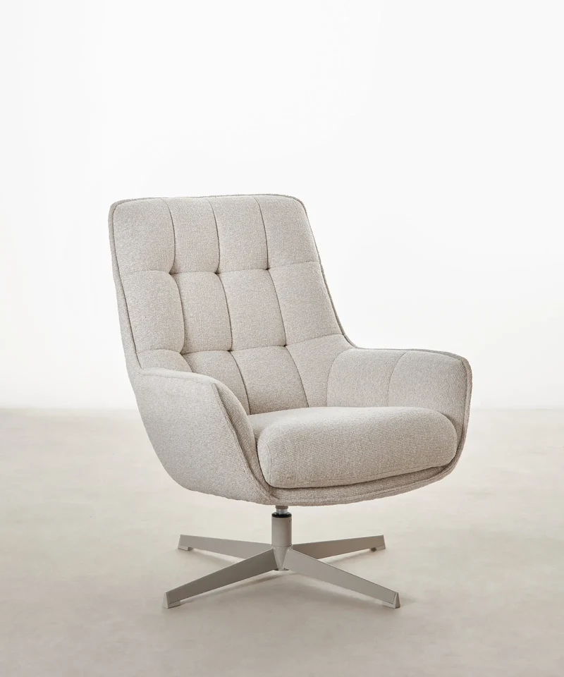 Sillón giratorio de tejido suave Alvar