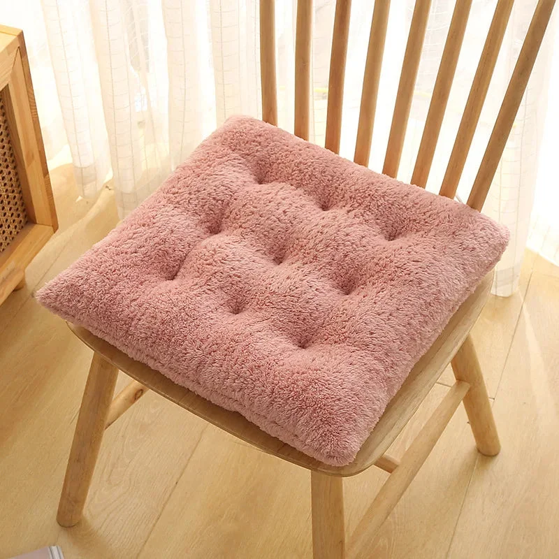 Galette de Chaise Rose Peluche