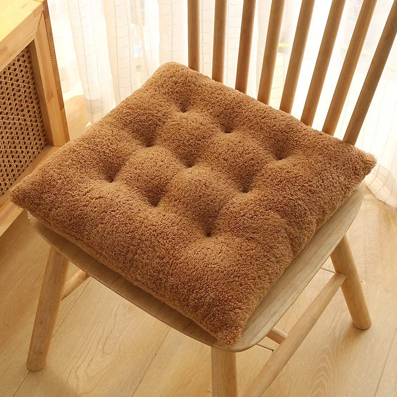 Galette de Chaise Marron Peluche