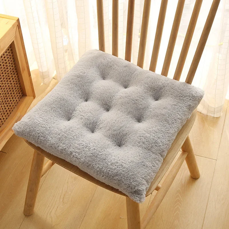 Galette de Chaise Grise Peluche