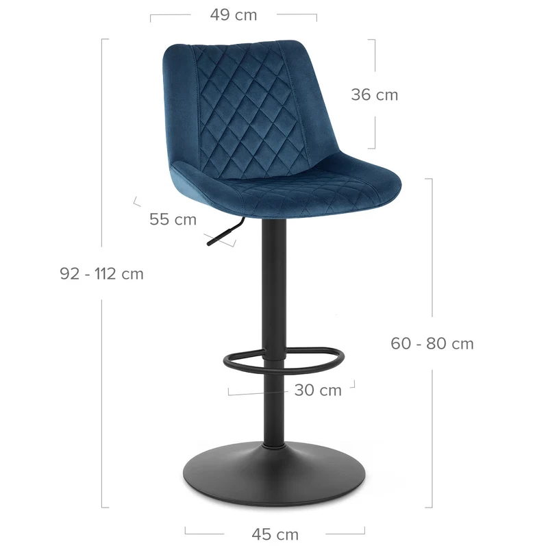 Chaise de Bar Velours - Faro Bleu