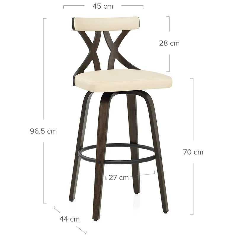 Tabouret de Bar Faux Cuir Bois - Nash Crème