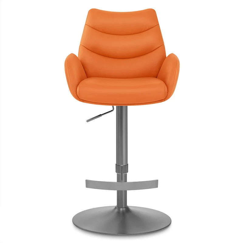 Chaise de Bar Cuir Veritable Graphite Brosse - Seville Orange