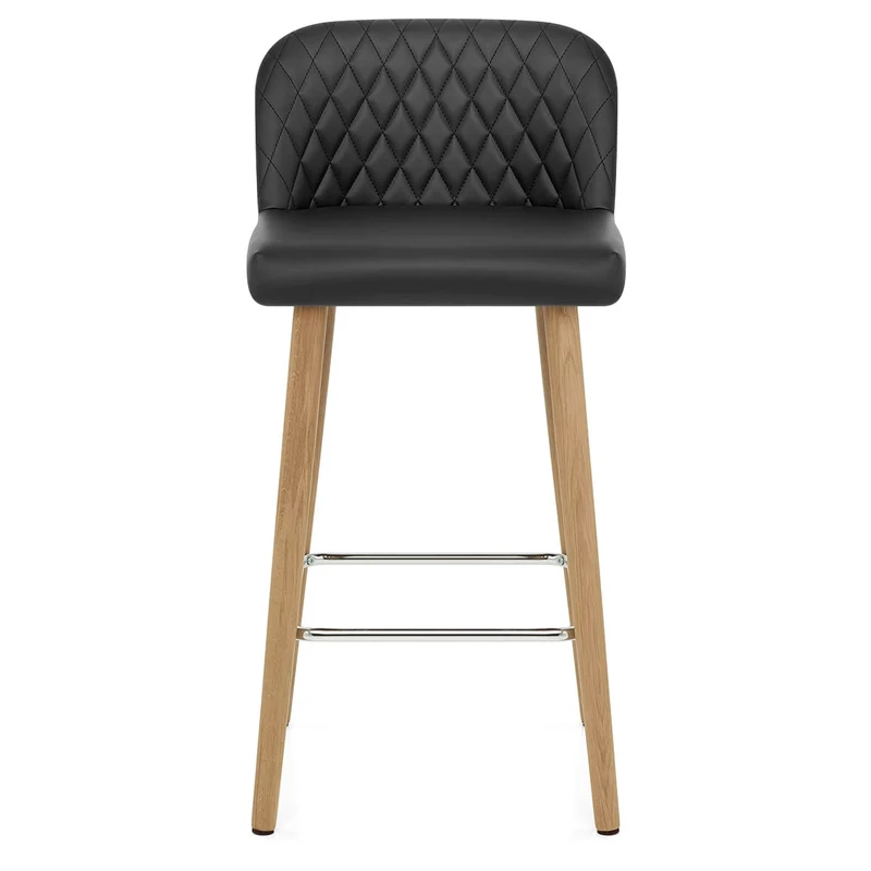 Tabouret de Bar Faux Cuir Bois - Pacific Noir