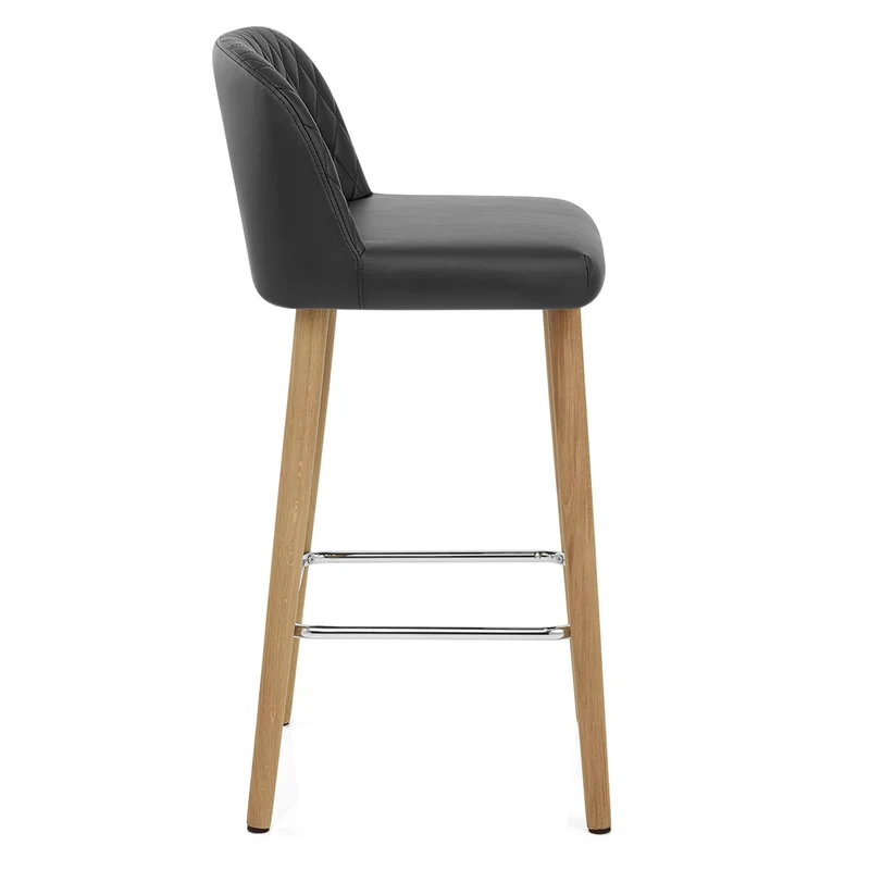 Tabouret de Bar Faux Cuir Bois - Pacific Noir