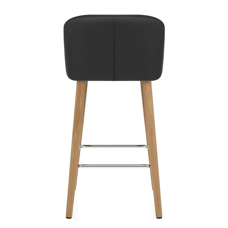 Tabouret de Bar Faux Cuir Bois - Pacific Noir