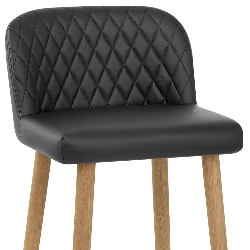 Tabouret de Bar Faux Cuir Bois - Pacific Noir