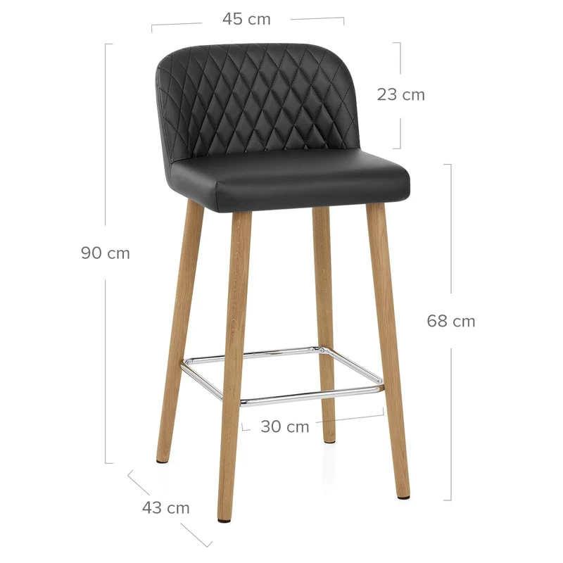 Tabouret de Bar Faux Cuir Bois - Pacific Noir