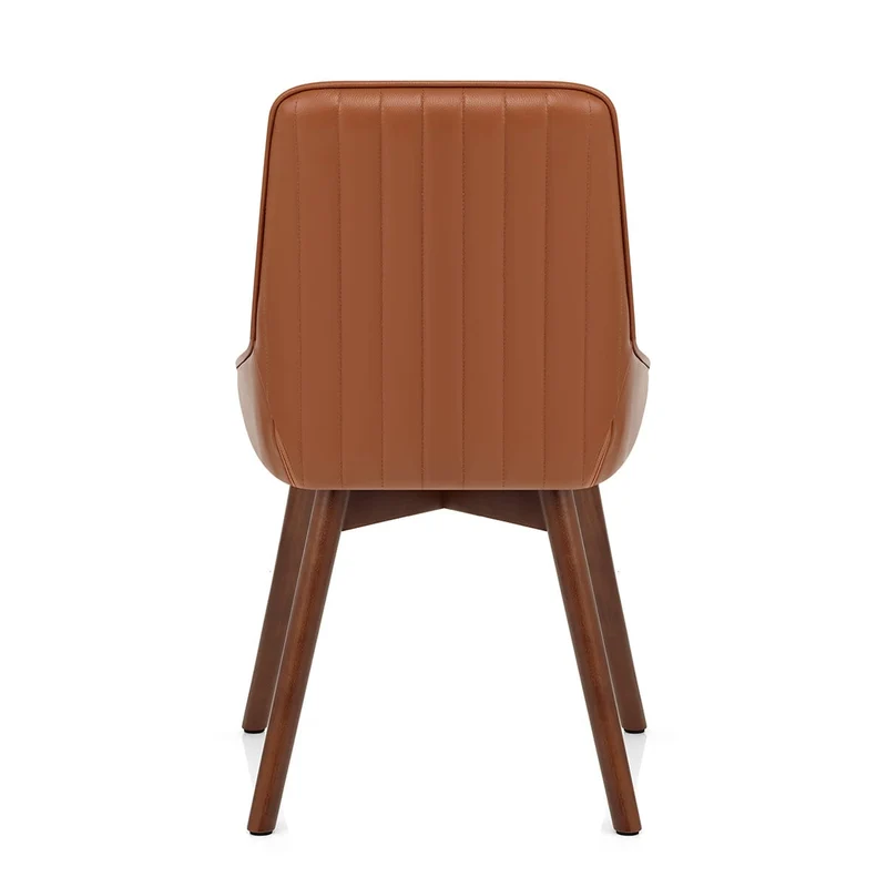 Chaise Cuir Veritable Bois - Vito Marron