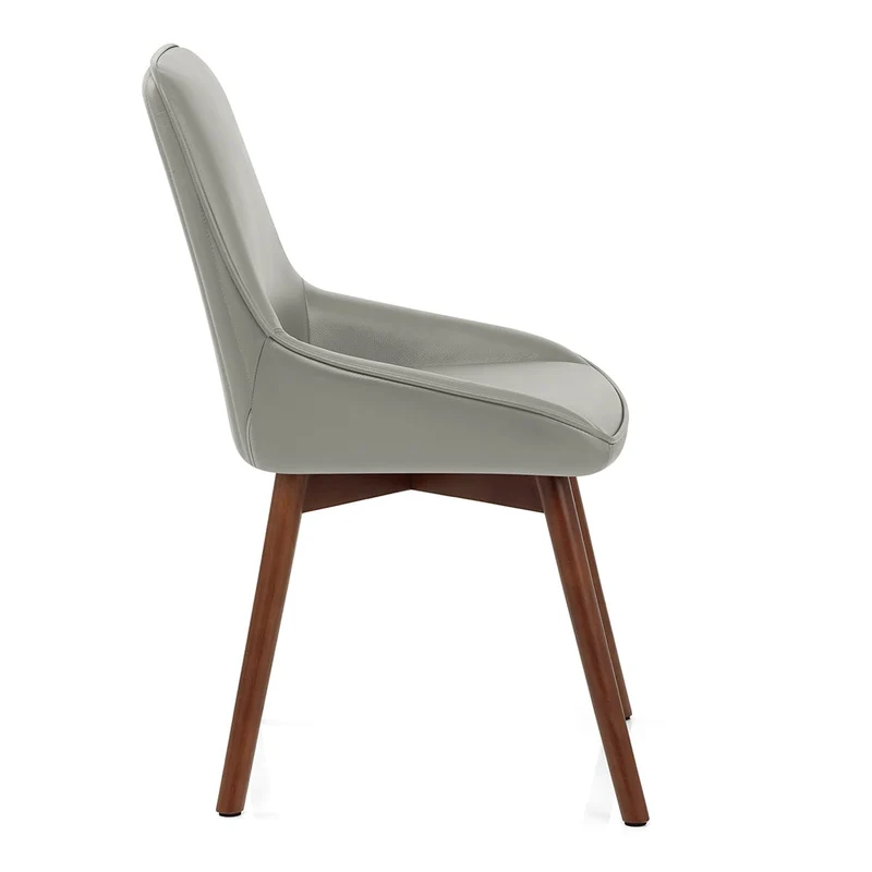 Chaise Cuir Veritable Bois - Vito Gris