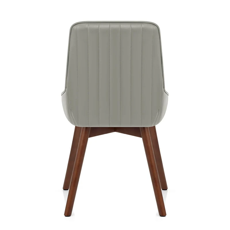 Chaise Cuir Veritable Bois - Vito Gris