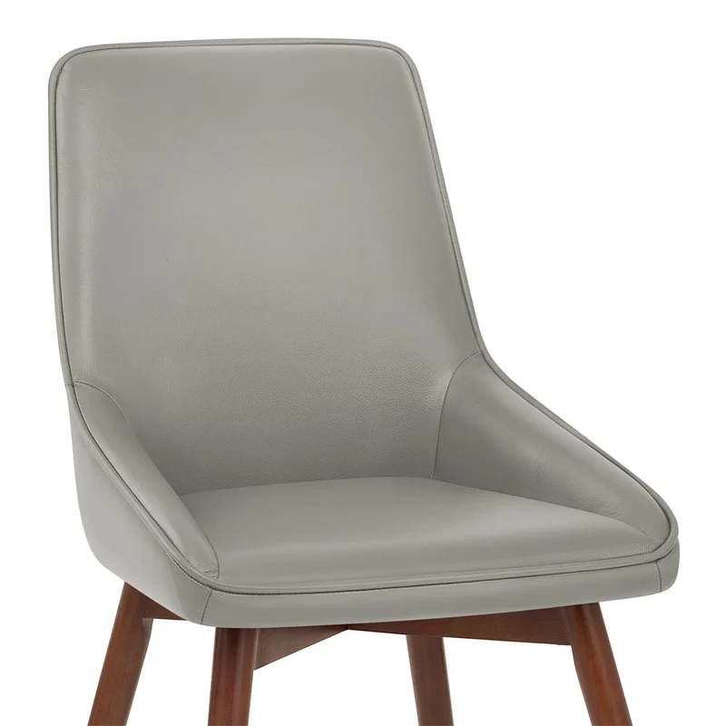 Chaise Cuir Veritable Bois - Vito Gris