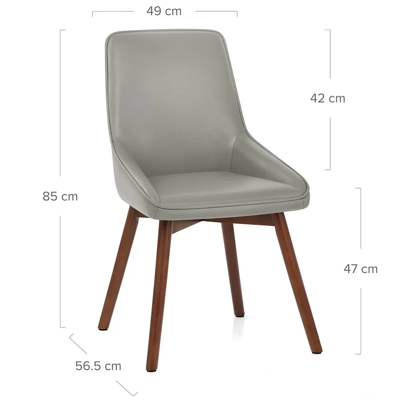 Chaise Cuir Veritable Bois - Vito Gris