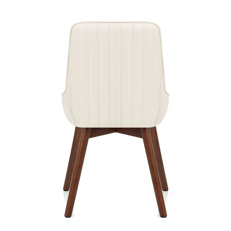 Chaise Cuir Veritable Bois - Vito Crème