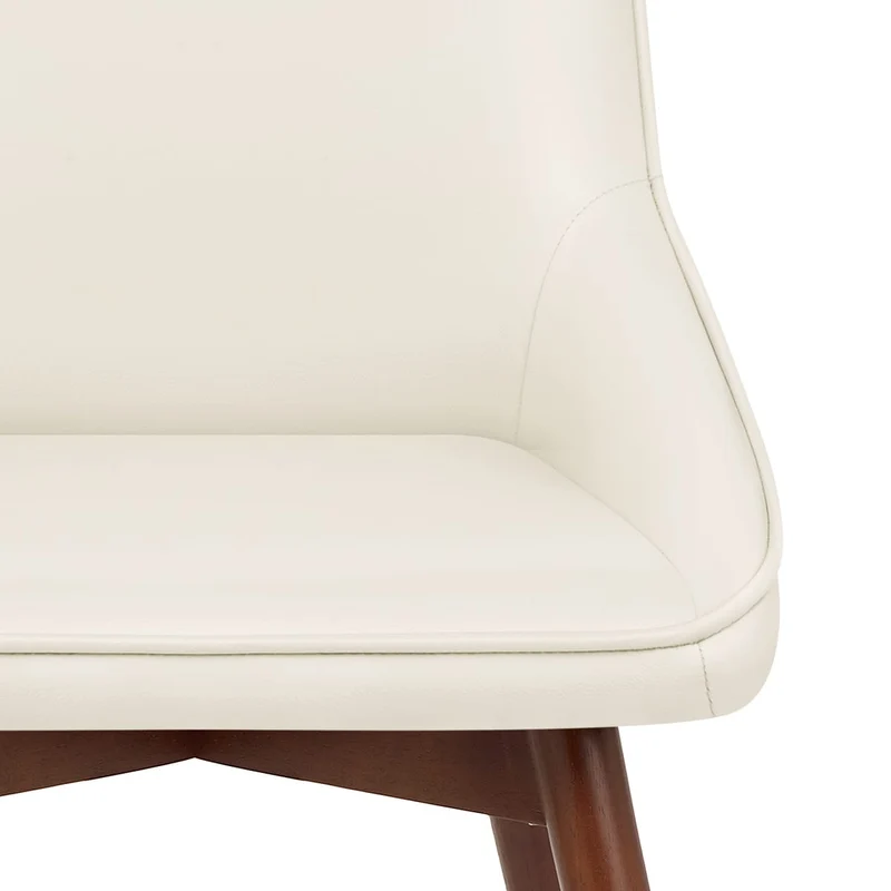Chaise Cuir Veritable Bois - Vito Crème