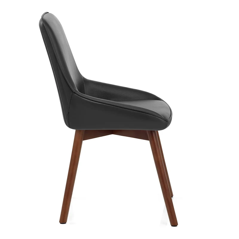 Chaise Cuir Veritable Bois - Vito Noir