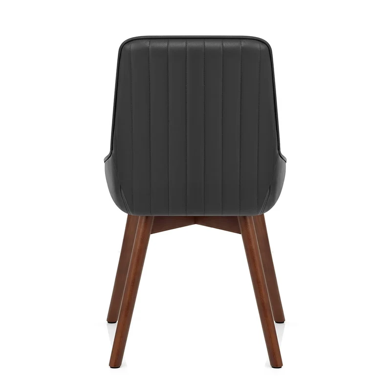 Chaise Cuir Veritable Bois - Vito Noir