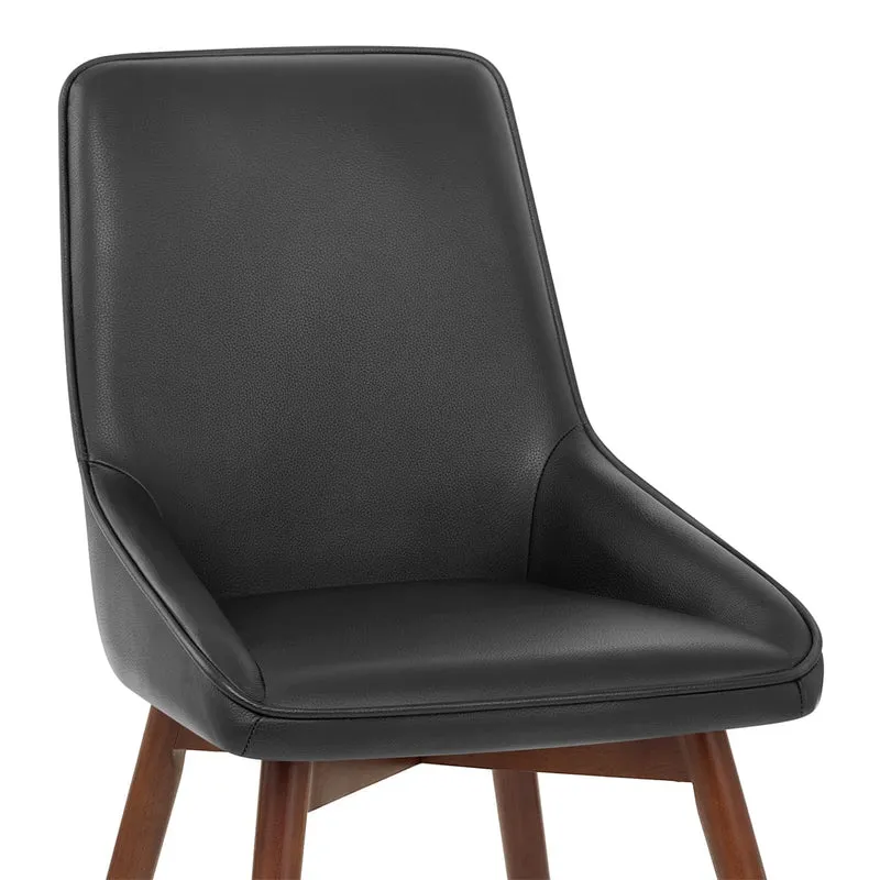 Chaise Cuir Veritable Bois - Vito Noir