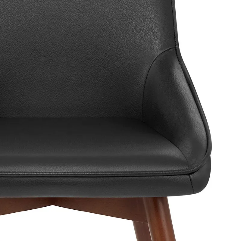 Chaise Cuir Veritable Bois - Vito Noir