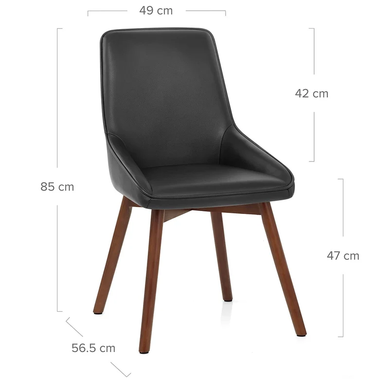 Chaise Cuir Veritable Bois - Vito Noir