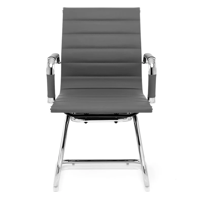 Chaise de Bureau Faux Cuir Chrome - Task Gris