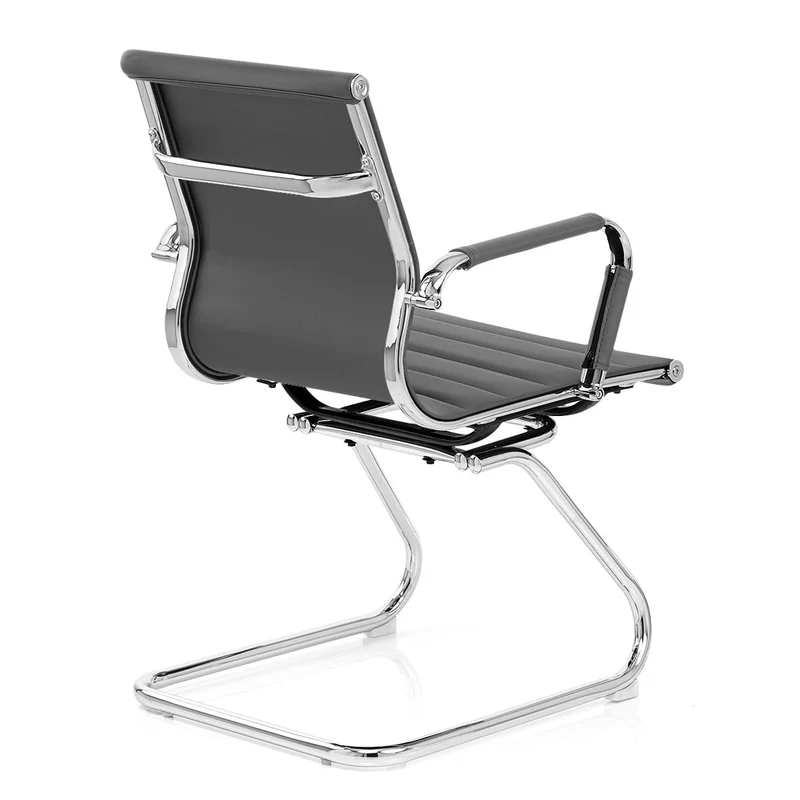 Chaise de Bureau Faux Cuir Chrome - Task Gris
