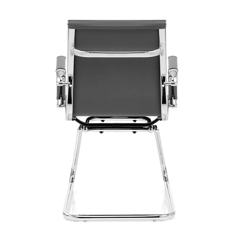 Chaise de Bureau Faux Cuir Chrome - Task Gris
