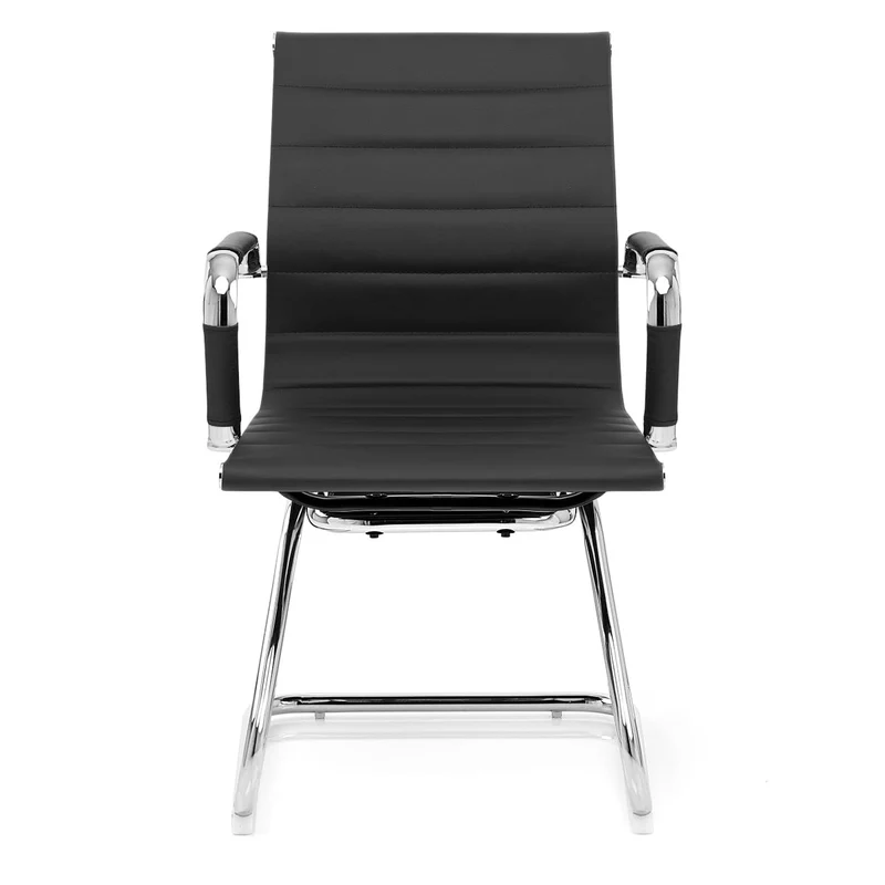 Chaise de Bureau Faux Cuir Chrome - Task Noir