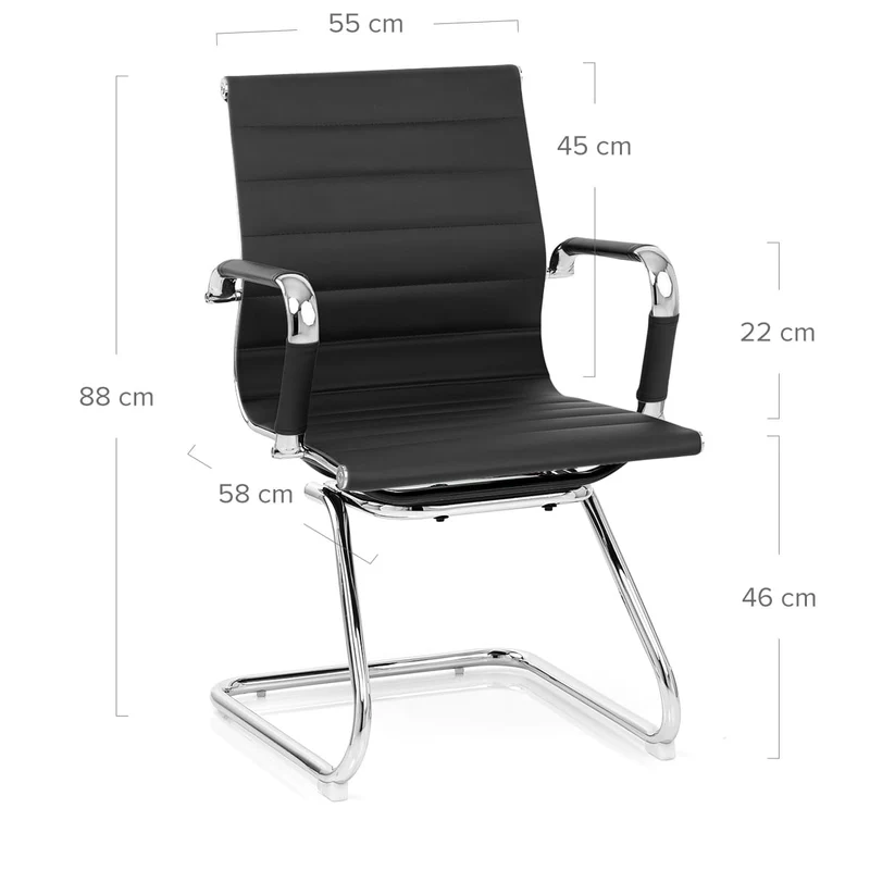 Chaise de Bureau Faux Cuir Chrome - Task Noir