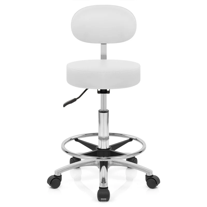Chaise de Bar Faux Cuir Chrome - Swivel Blanc