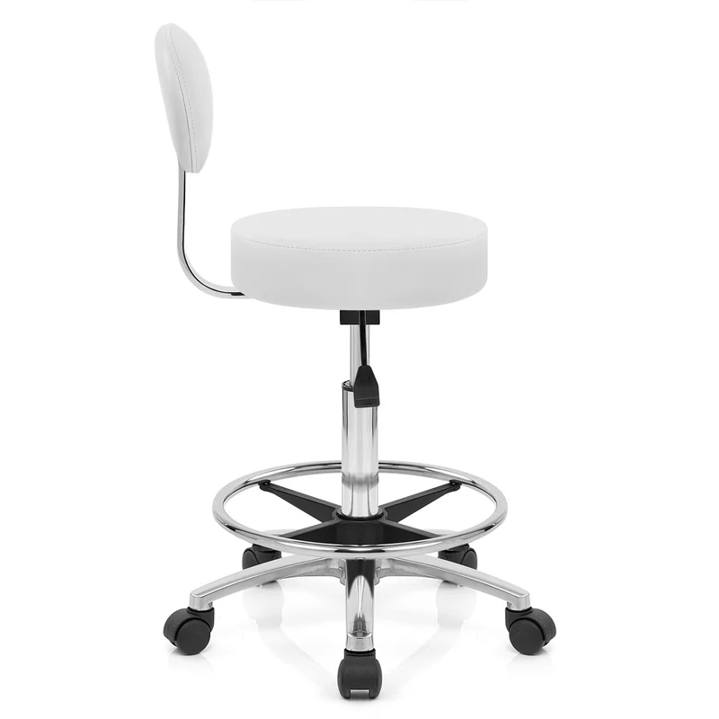 Chaise de Bar Faux Cuir Chrome - Swivel Blanc