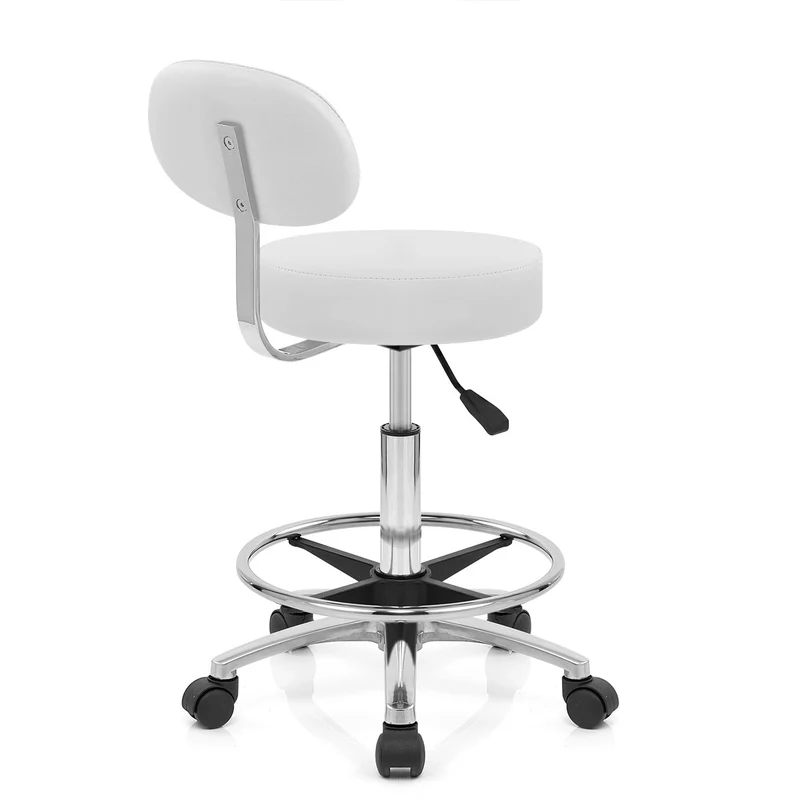 Chaise de Bar Faux Cuir Chrome - Swivel Blanc