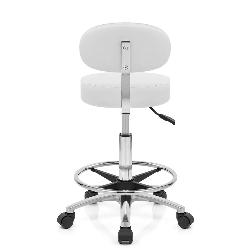 Chaise de Bar Faux Cuir Chrome - Swivel Blanc