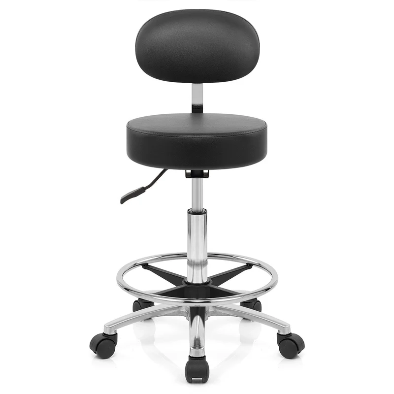 Chaise de Bar Faux Cuir Chrome - Swivel Noir