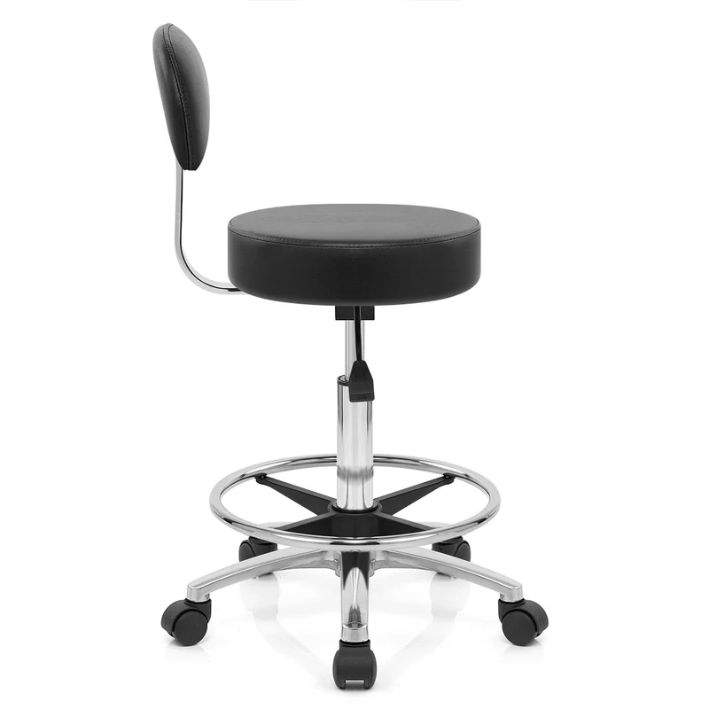 Chaise de Bar Faux Cuir Chrome - Swivel Noir