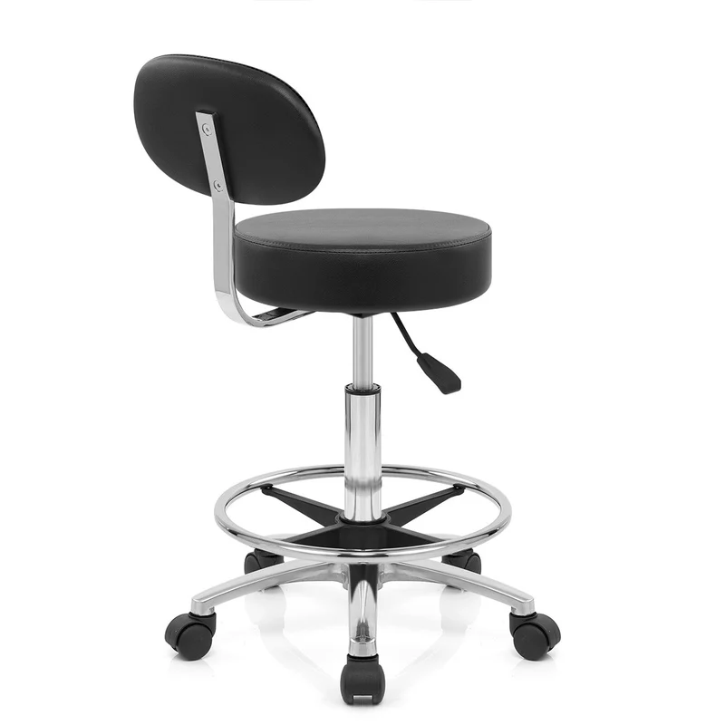 Chaise de Bar Faux Cuir Chrome - Swivel Noir