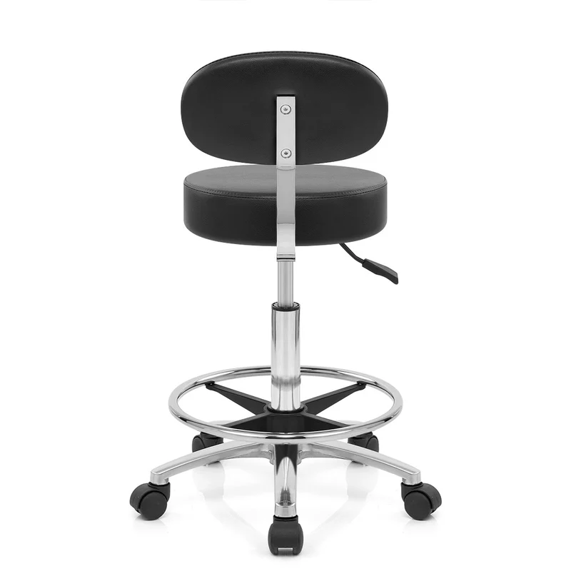 Chaise de Bar Faux Cuir Chrome - Swivel Noir