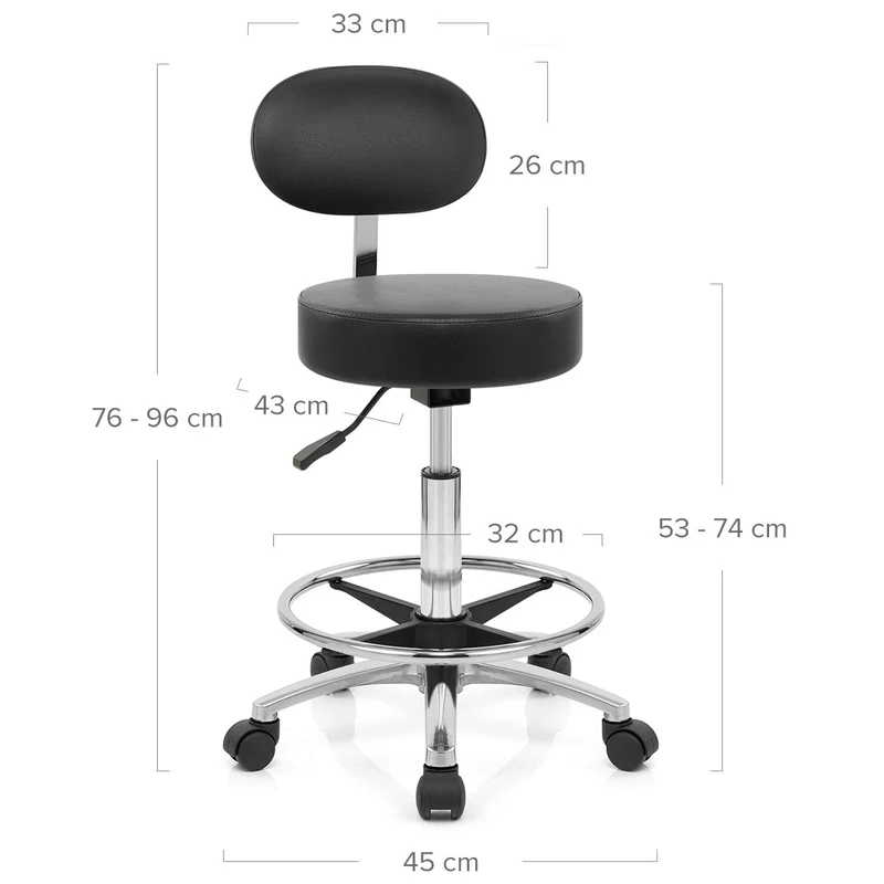Chaise de Bar Faux Cuir Chrome - Swivel Noir