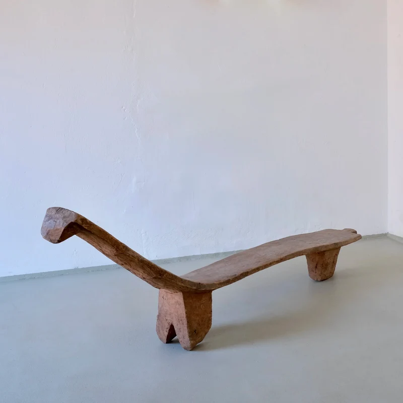 Primitive African Carved Wood Low Sculptural Bench