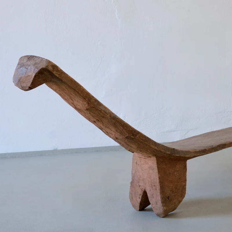 Primitive African Carved Wood Low Sculptural Bench