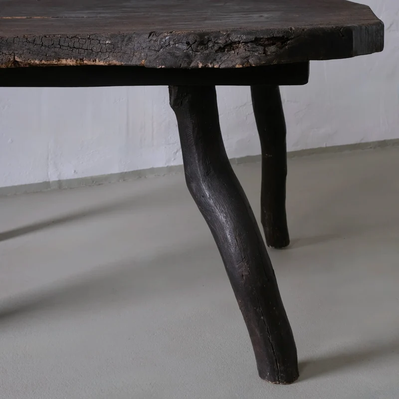 Wabi-Sabi Rustic Dark Wood Side Table | Belgium | Vintage