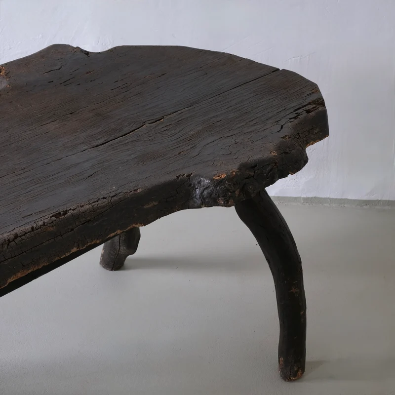 Wabi-Sabi Rustic Dark Wood Side Table | Belgium | Vintage