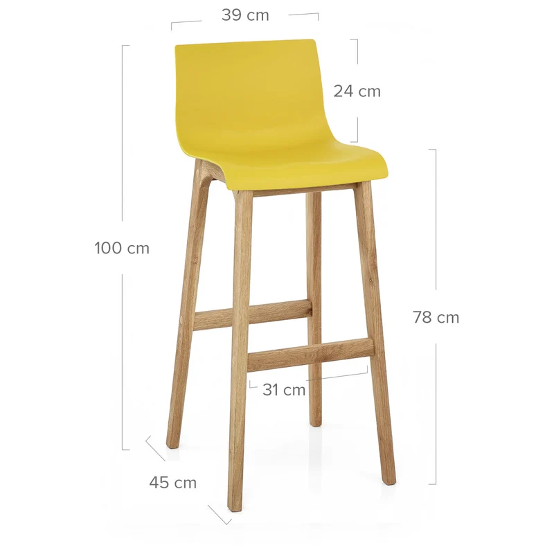 Tabouret de Bar Résine Bois - High Drift Jaune