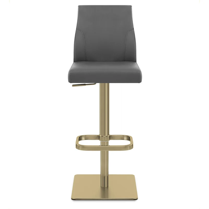 Tabouret de Bar Doré Cuir Véritable - Martello Gris