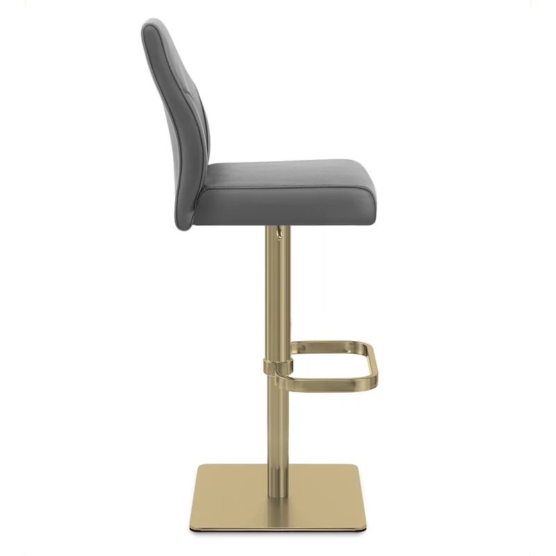 Tabouret de Bar Doré Cuir Véritable - Martello Gris
