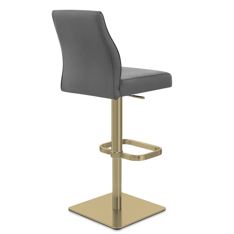 Tabouret de Bar Doré Cuir Véritable - Martello Gris